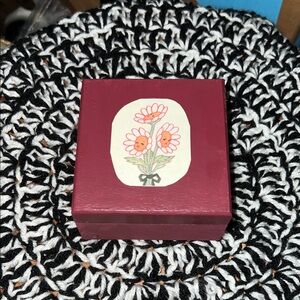 Floral Burgundy floral decal Jewelry trinket Box